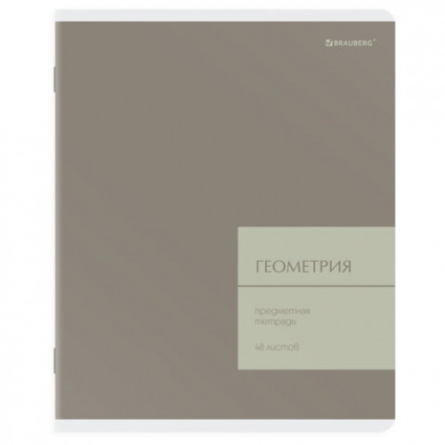 Тетрадь предметная MonoPastel 48л, пластиковая обложка, ГЕОМЕТРИЯ, клетка, подсказ, BRAUBERG, 405506