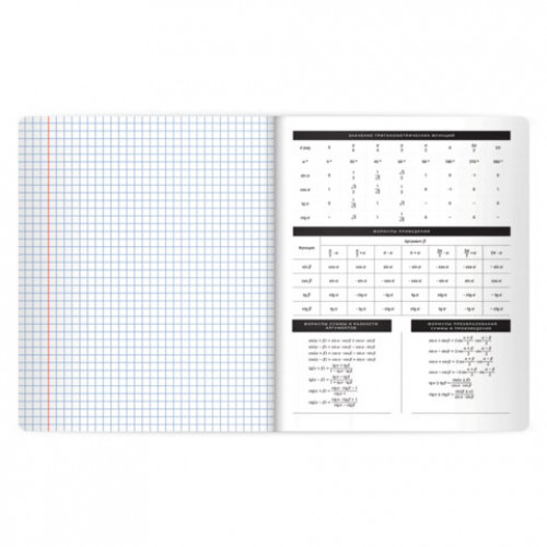 Тетрадь предметная BLACK MODE 48л, пластиковая обложка, АЛГЕБРА, клетка, подсказ, BRAUBERG, 405514