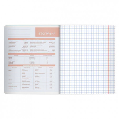 Тетрадь предметная MonoPastel 48л, пластиковая обложка, ГЕОГРАФИЯ, клетка, подсказ, BRAUBERG, 405505