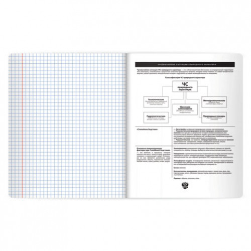 Тетрадь предметная BLACK MODE 48л, пластиковая обложка, ОБЗР, клетка, подсказ, BRAUBERG, 405526
