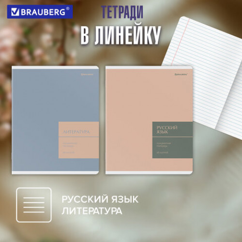 Тетради предметные, КОМПЛЕКТ 12 ПРЕДМЕТОВ 48 л., пластиковая обложка, BRAUBERG MonoPastel, 405540