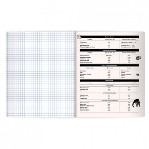 Тетрадь предметная КОТ-НЕПОСЕДА 48л, пластиковая обложка, ГЕОГРАФИЯ, клетка, подсказ, BRAUBERG, 405531
