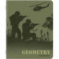Тетрадь предметная MILITARY 48 листов, SoftTouch, 70г/м, ГЕОМЕТРИЯ, клетка, подсказ, BRAUBERG, 404007