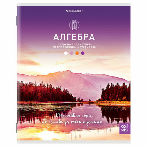 Тетрадь предметная КЛАССИКА NATURE 48 л., обложка картон, АЛГЕБРА, клетка, BRAUBERG, 404580