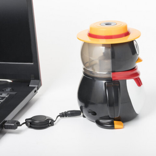 Точилка электрическая BRAUBERG Пингвин, питание от USB/4 батареек АА, 223569