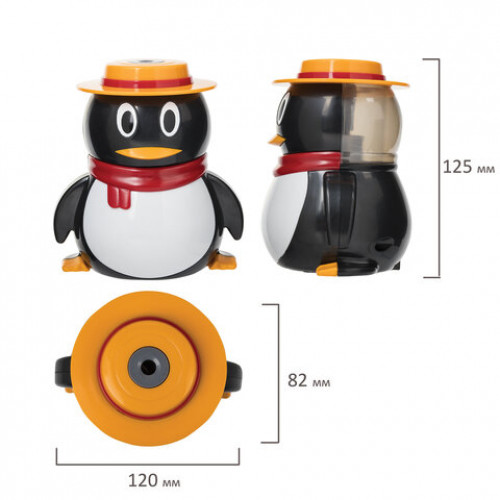 Точилка электрическая BRAUBERG Пингвин, питание от USB/4 батареек АА, 223569