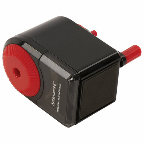 Точилка механическая BRAUBERG ULTRA, для чернографитных и цветных карандашей, крепление к столу, корпус черный с красным, 228626