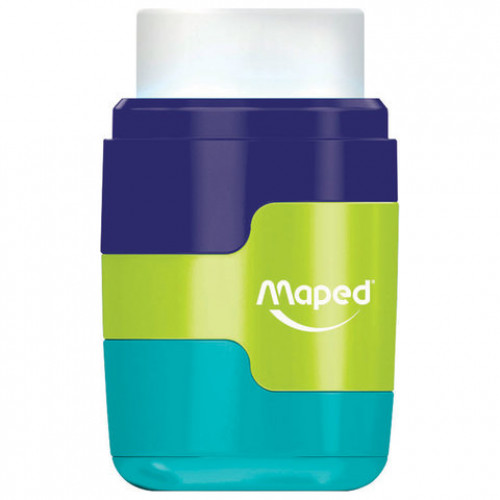 Точилка MAPED Connect, 2 отверстия, с контейнером и стирательной резинкой, корпус soft-touch ассорти, 049221