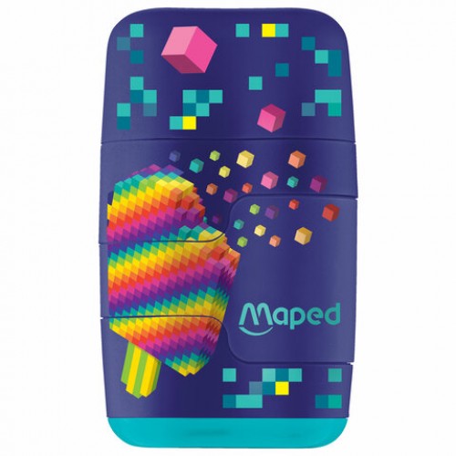 Точилка с ластиком 2 в 1 MAPED (Франция) Pixel Party Connect, 2 отверстия, 049223
