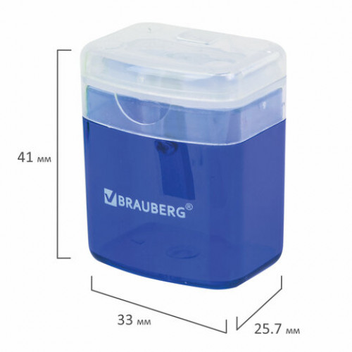 Точилка BRAUBERG OfficeBox, с контейнером и крышкой, прямоугольная, в упаковке с подвесом, ассорти, 222494