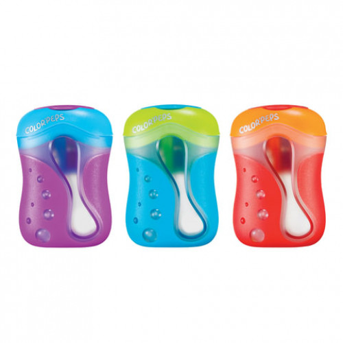 Точилка MAPED Color Pep's для цветных карандашей, с контейнером, 2 отверстия, корпус ассорти, 043110