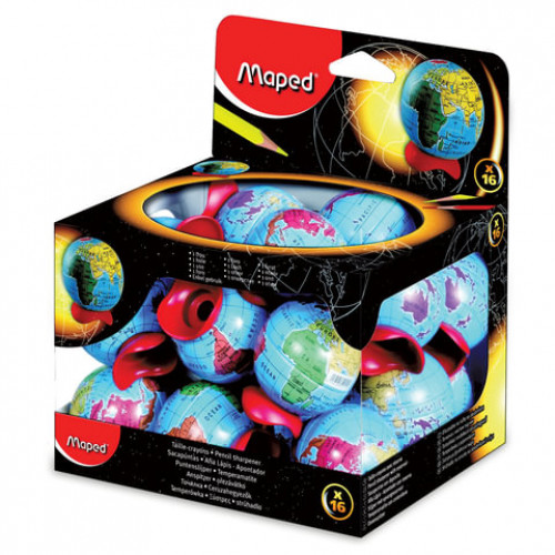 Точилка MAPED (Франция) Globe, металлический контейнер, в форме глобуса, 051111
