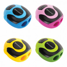Точилка BRAUBERG Sirius, 2 отверстия для чернографитных карандашей (в том числе утолщенных), резиновый упор, с контейнером, ассорти,223590 Точилка BRAUBERG Sirius, 2 отверстия для чернографитных карандашей (в том числе утолщенных), резиновый упор, с контейнером, ассорти,223590
