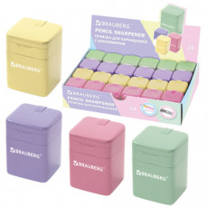 Точилка кросс-серия PASTEL, с контейнером, корпус ассорти, BRAUBERG, 273255