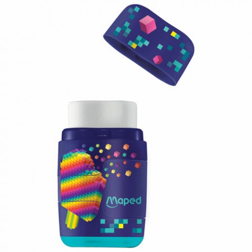 Точилка с ластиком 2 в 1 MAPED (Франция) Pixel Party Connect, 2 отверстия, 049223