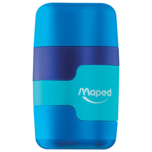 Точилка MAPED Connect, 2 отверстия, с контейнером и стирательной резинкой, корпус soft-touch ассорти, 049221
