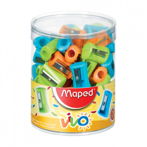 Точилка MAPED (Франция) Vivo, без контейнера, пластиковая, ассорти, 506300
