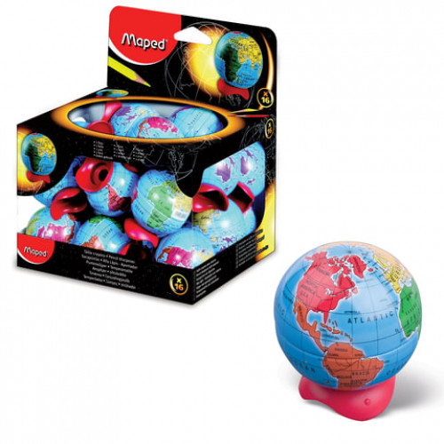 Точилка MAPED (Франция) Globe, металлический контейнер, в форме глобуса, 051111