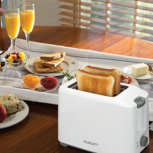 Тостер SCARLETT SC-TM11019, 700 Вт, 2 тоста, 7 режимов, пластик, белый