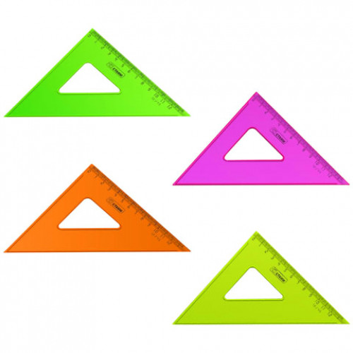 Треугольник пластиковый 45х12 см, СТАММ Neon Crystal, тонированный, прозрачный, неоновый, ассорти, ТК44