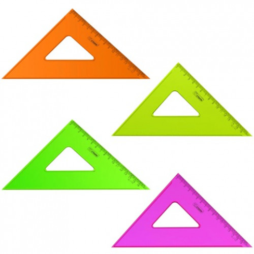 Треугольник пластиковый 45х16 см, СТАММ Neon Crystal, тонированный, прозрачный, неоновый, ассорти, ТК57