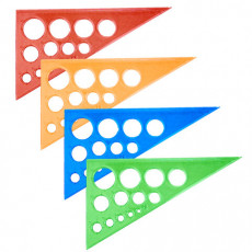 Треугольник пластиковый 30х19 см, ПИФАГОР, с окружностями, прозрачный, тонированный, 210793