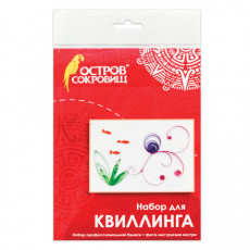 Набор для квиллинга детский, 4 цвета, 28 полос, с эскизом, Осьминог, ОСТРОВ СОКРОВИЩ, 661117