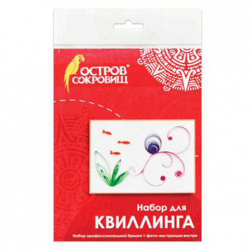 Набор для квиллинга детский, 4 цвета, 28 полос, с эскизом, Осьминог, ОСТРОВ СОКРОВИЩ, 661117
