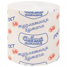 Бумага туалетная бытовая, 56 м, ДОБРЫЙ МОТОК, ГОСТ-56, без втулки (эконом), М-62 Бумага туалетная бытовая, 56 м, ДОБРЫЙ МОТОК, ГОСТ-56, без втулки (эконом), М-62