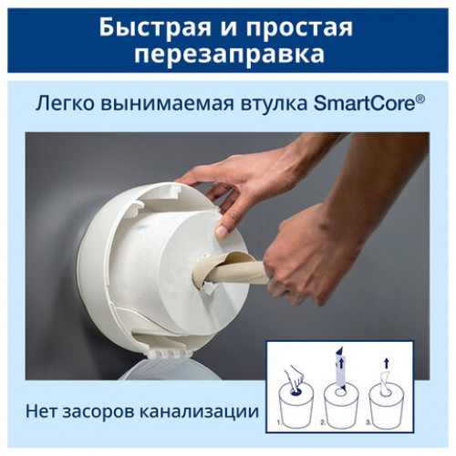 Бумага туалетная 112 м, TORK (Система T9) SmartOne, комплект 12 шт., Advanced, 2-слойная, белая, 472193
