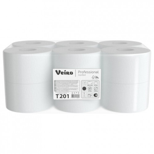 Бумага туалетная 190м, VEIRO Professional (Система T2), КОМПЛЕКТ 12шт, COMFORT, T201