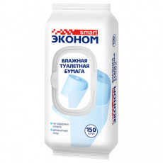 Бумага туалетная влажная 150 шт, ЭКОНОМ SMART, с пластиковым клапаном, ш/к 23162, 72316 Бумага туалетная влажная 150 шт, ЭКОНОМ SMART, с пластиковым клапаном, ш/к 23162, 72316