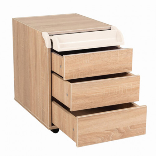 Тумба подкатная ДЭМИ ТУВ.08, 426х570х620 мм, 3 ящика + лоток, пластик бежевый, дуб сонома (КОМПЛЕКТ)