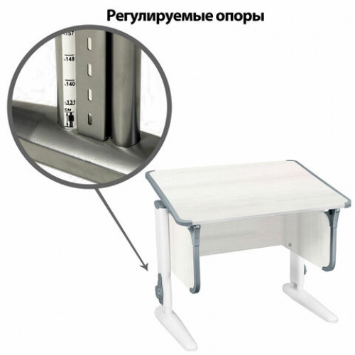Стол-парта регулируемый ДЭМИ СУТ.41, 750х550х530-815 мм, белый каркас, пластик серый, рамух белый (КОМПЛЕКТ)