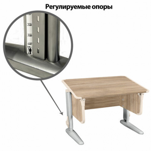 Стол-парта регулируемый ДЭМИ СУТ.43, 1000х550х530-815 мм, серый каркас, пластик бежевый, дуб сонома (КОМПЛЕКТ)