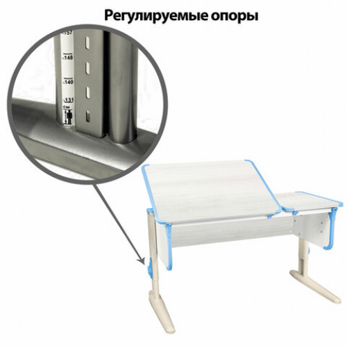 Стол-парта регулируемый ДЭМИ СУТ.42, 1200х550х530-815 мм, бежевый каркас, пластик ниагара, рамух белый (КОМПЛЕКТ)