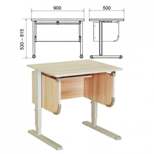 Стол-парта регулируемый ДЭМИ СУТ.28, 900х530х530-815 мм, серый/ясень (КОМПЛЕКТ)