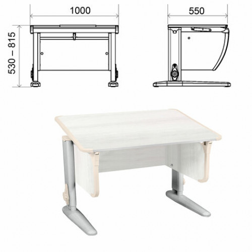 Стол-парта регулируемый ДЭМИ СУТ.43, 1000х550х530-815 мм, серый каркас, пластик бежевый, рамух белый (КОМПЛЕКТ)