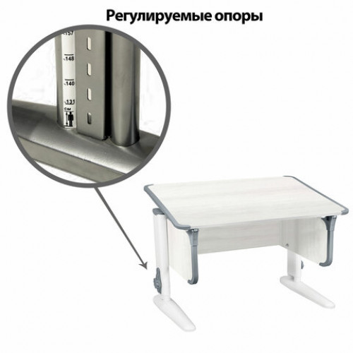 Стол-парта регулируемый ДЭМИ СУТ.43, 1000х550х530-815 мм, белый каркас, пластик серый, рамух белый (КОМПЛЕКТ)