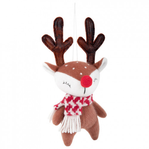 Украшение новогоднее интерьерное 23 см Оленёнок в шарфе, полиэстер, ЗОЛОТАЯ СКАЗКА, 592510