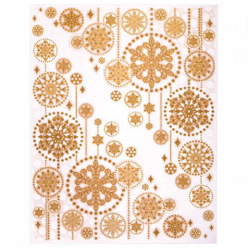 Украшение для окон и стекла ЗОЛОТАЯ СКАЗКА Узоры из золотых снежинок 2, 30х38 см, ПВХ, 591228