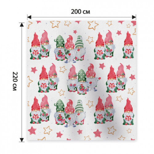 Плед новогодний 200х220 см, Гномики, полиэстер, 210 г/м2, ЗОЛОТАЯ СКАЗКА, 592532