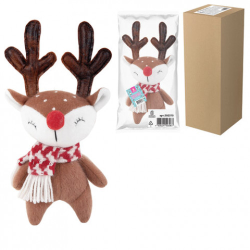 Украшение новогоднее интерьерное 23 см Оленёнок в шарфе, полиэстер, ЗОЛОТАЯ СКАЗКА, 592510