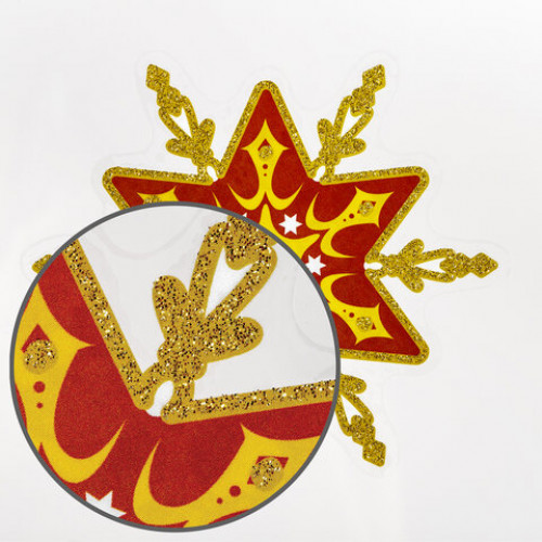 Украшение для окон и стекла ЗОЛОТАЯ СКАЗКА Красно-золотые снежинки 2, 30х38 см, ПВХ, 591208