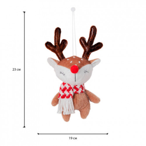 Украшение новогоднее интерьерное 23 см Оленёнок в шарфе, полиэстер, ЗОЛОТАЯ СКАЗКА, 592510