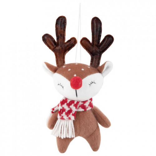 Украшение новогоднее интерьерное 23 см Оленёнок в шарфе, полиэстер, ЗОЛОТАЯ СКАЗКА, 592510