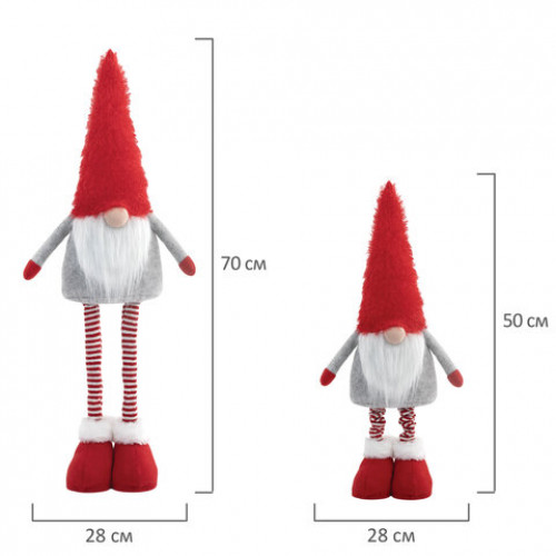 Украшение новогоднее интерьерное 70 см Гном Ворчун, телескопические ножки, полиэстер, ЗОЛОТАЯ СКАЗКА, 592522