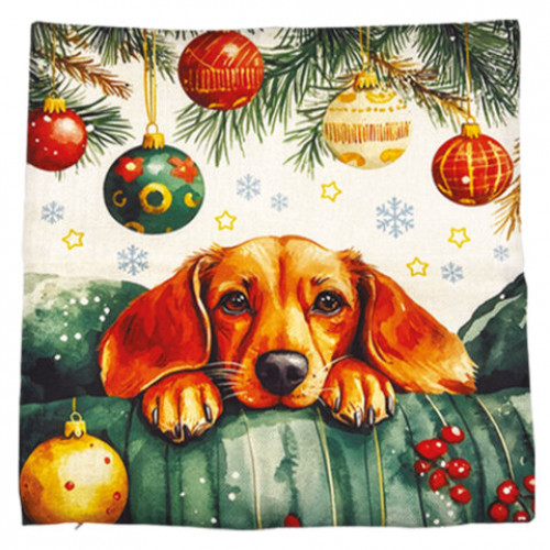 Чехол на подушку новогодний (1 шт.) 45х45 см, X-mas Magic, полиэстер, ассорти 4 дизайна, ЗОЛОТАЯ СКАЗКА, 592529
