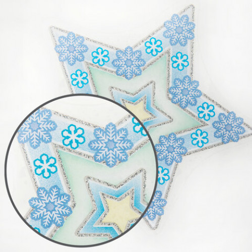 Украшение для окон и стекла ЗОЛОТАЯ СКАЗКА Цветные снежинки 3, 30х38 см, ПВХ, 591221