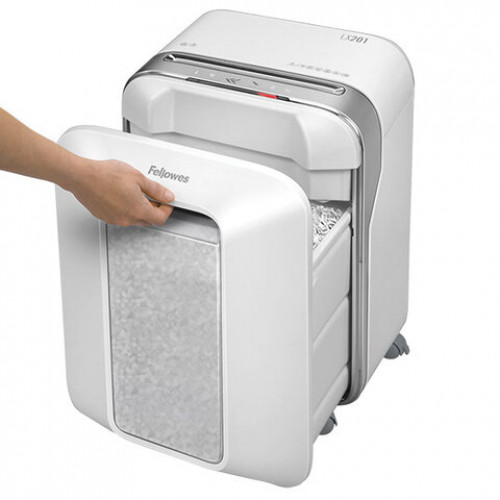 Уничтожитель (шредер) FELLOWES LX201, 5 уровень секретности, 2x12 мм, 12 листов, 22 л, белый, FS-50501
